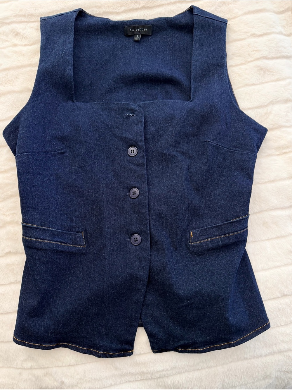 Blu Pepper Dark Navy Button-Front Women’s Vest